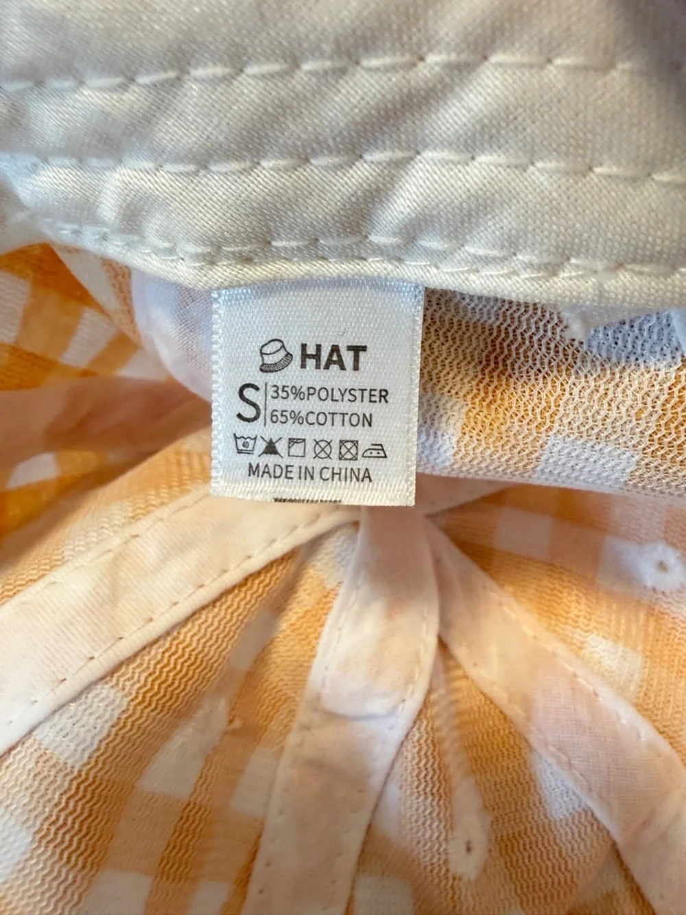 Yellow Gingham Baseball Hat with Vintage Girl Scout Beach Patch